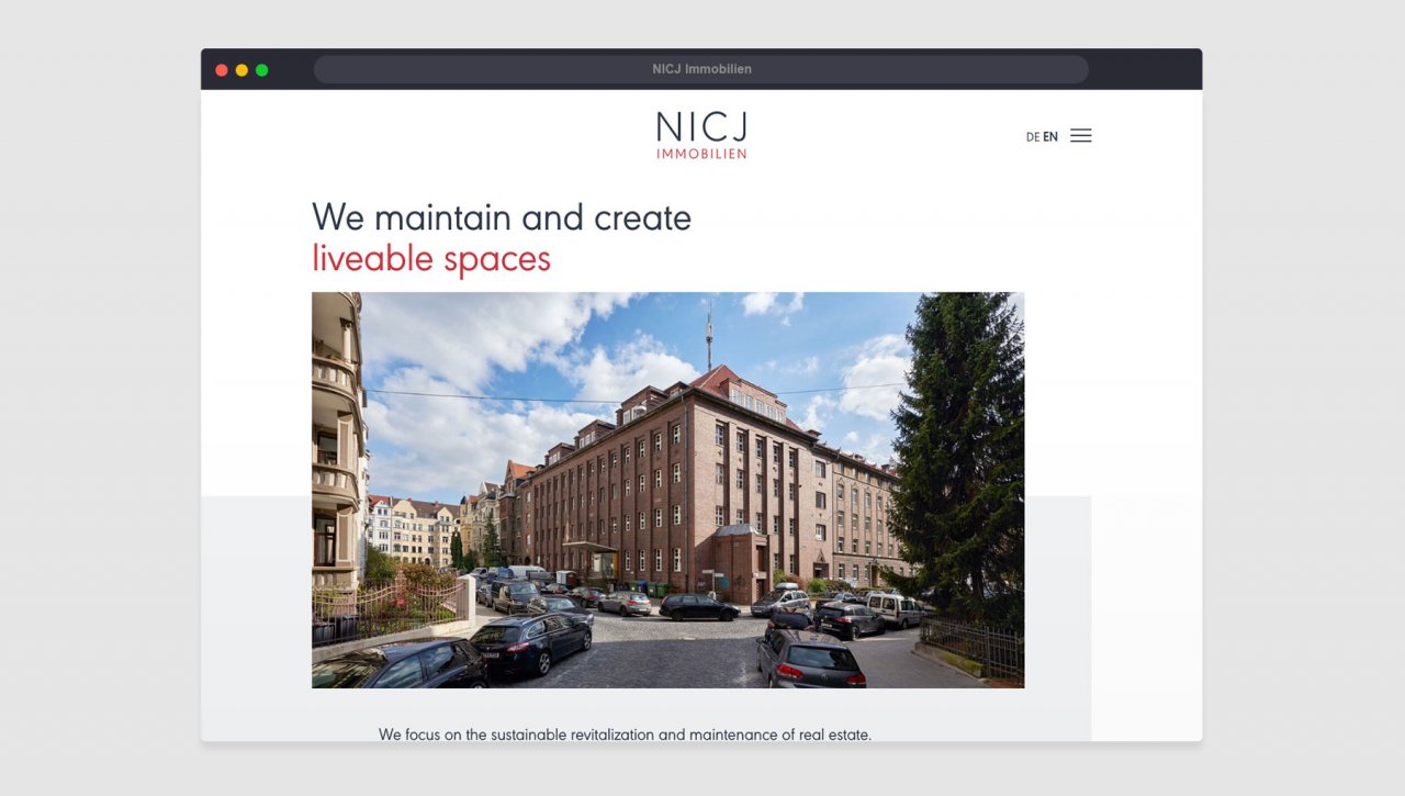 Arbeitsbeispiel Web Design - NICJ Immobilien