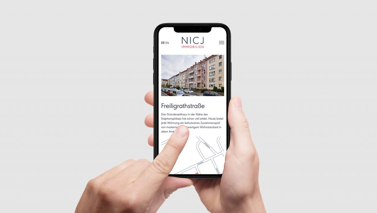 Arbeitsbeispiel Web Design - NICJ Immobilien